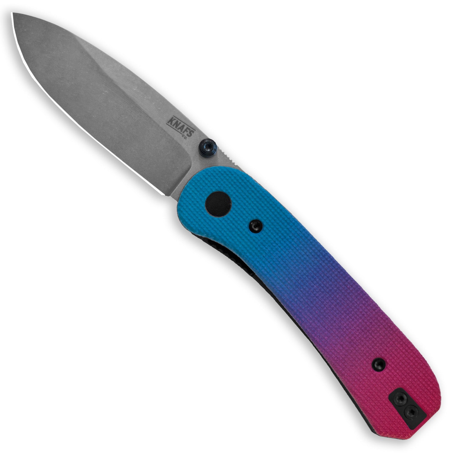 Lander 1 Knife Scales - Pink Haze Gradient - Open Front view with Front scale 