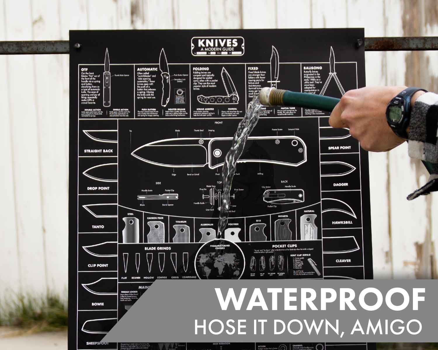 Blackout Edition Pocket Knife Poster – Guide to Knives – 18x24” waterproof