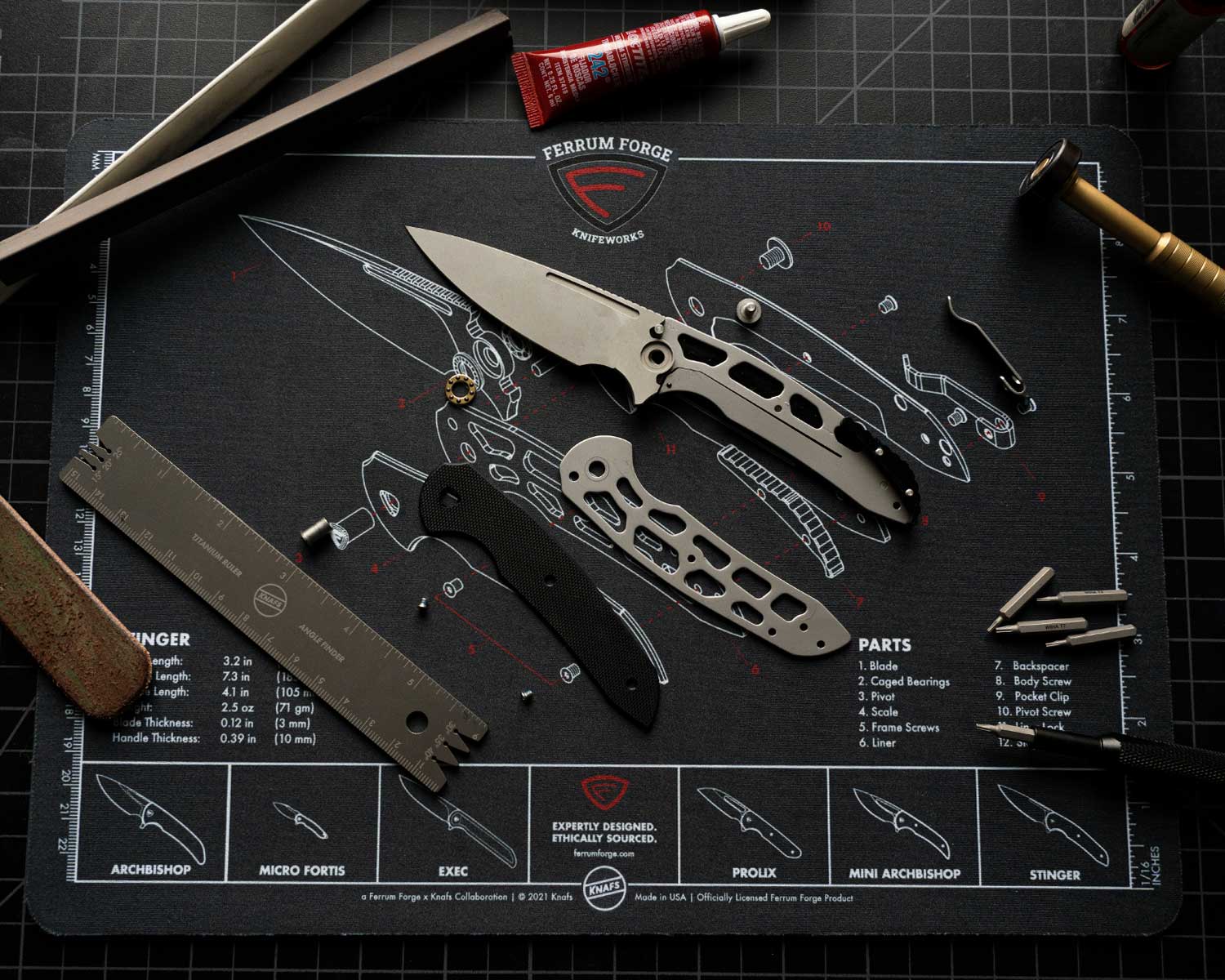 Knafs x Ferrum Forge Stinger Knife Shop Mat - Mouse Pad
