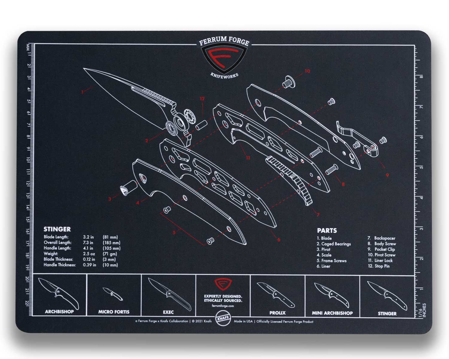 Knafs x Ferrum Forge Stinger Knife Shop Mat - Mouse Pad